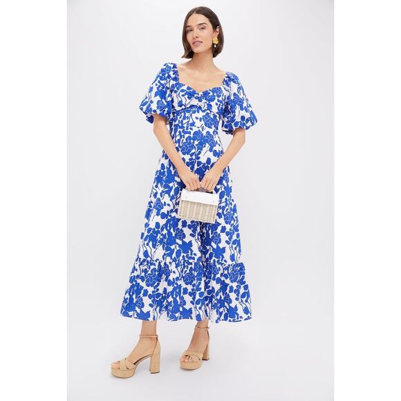 HYACINTH HOUSE Blue Floral Seaport Midi Dress Size L NWT Retail $148 Tuckernuck - Picture 7 of 8